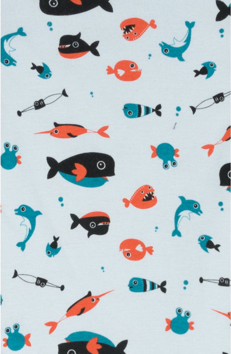 Leveret Kids Cotton Two-Piece Printed Pajamas, Animals & Characters, Alternate, color, Sharks Light Blue