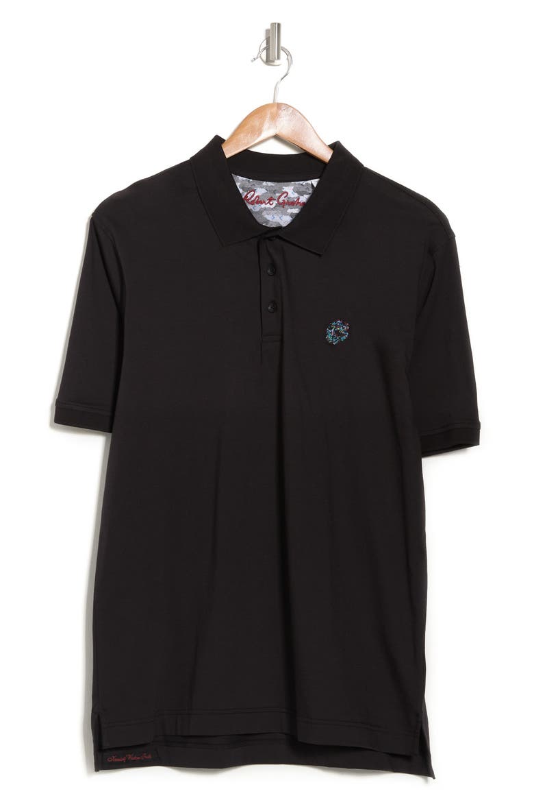 Stone Trail Short Sleeve Knit Polo, Alternate, color, BLACK