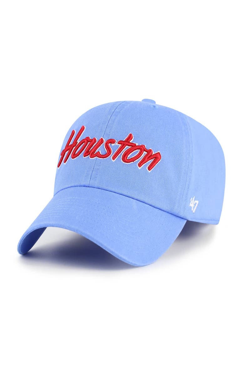 Men's '47 Light Blue Houston Cougars Script Clean Up Adjustable Hat, Main, color, Light Blue