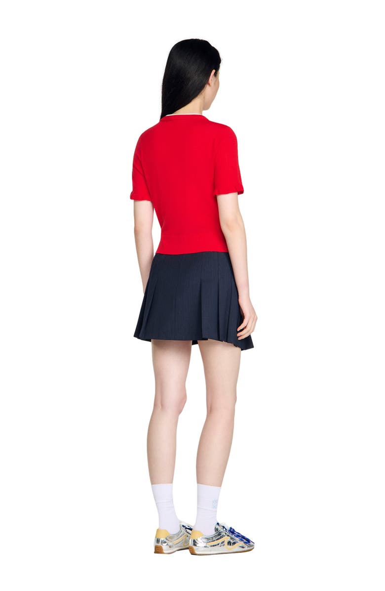 SANDRO Contrast collar wool sweater, Alternate, color, Red