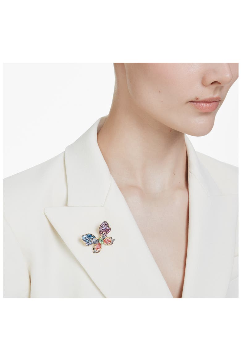 Idyllia Crystal Butterfly Brooch & Pendant Necklace, Alternate, color, MULTICOLORED
