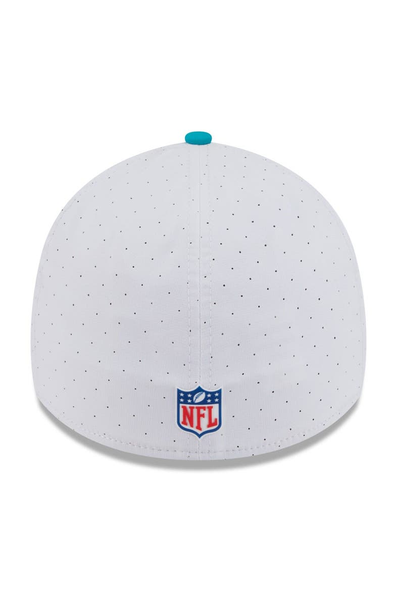 Men's New Era  White/Aqua Miami Dolphins 2025 NFL Training Camp 39THIRTY Flex Hat, Alternate, color, White