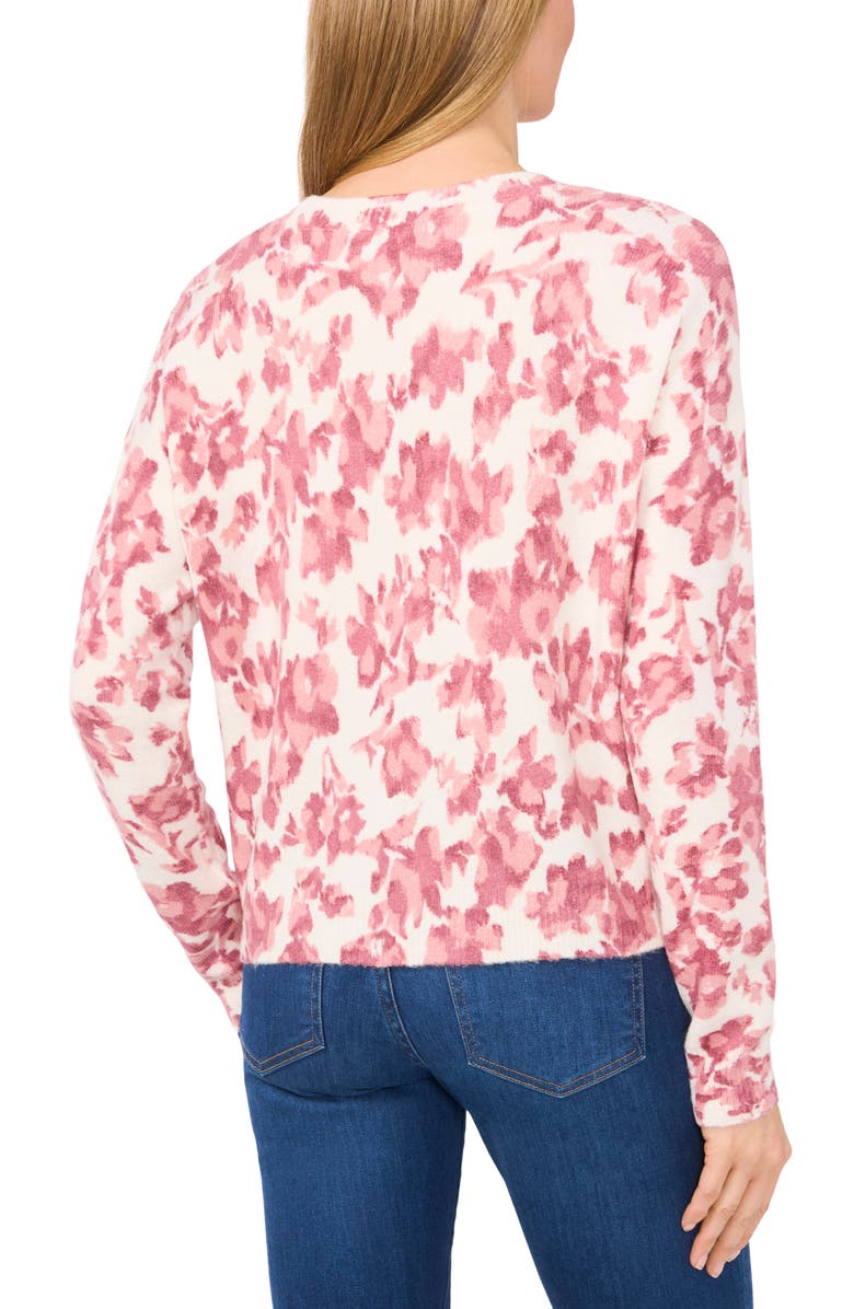 CeCe Floral Print Brushed Crewneck Sweater, Alternate, color, 