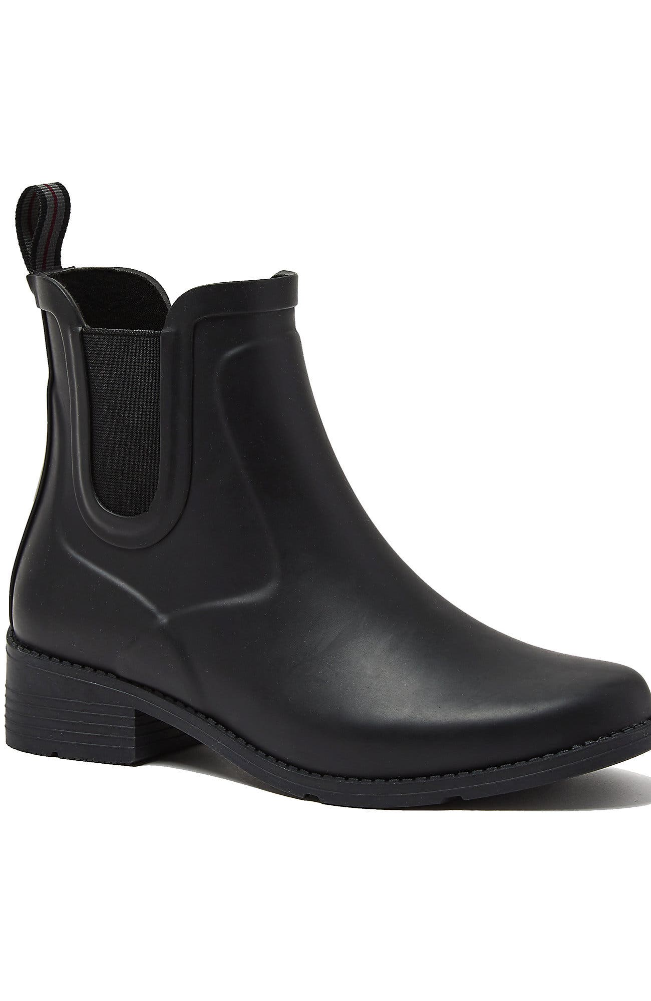 Lands' End Rubber Chelsea Rain Boots, Main, color, Black
