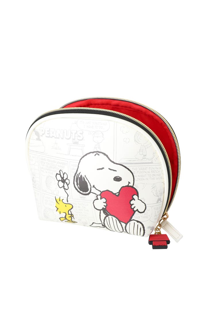 Snoopy Cosmetic Bag Set, Zip Pouch, Comic Print, Alternate, color, White, Multi