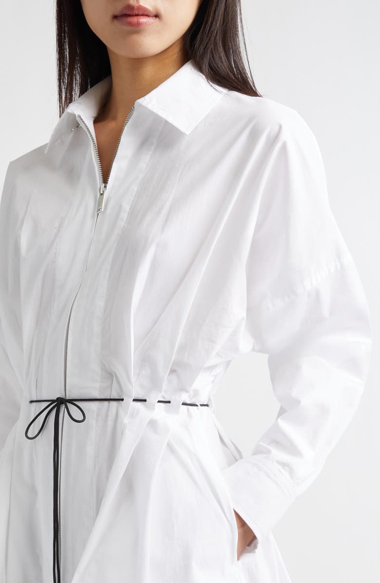 STAUD Chi Long Sleeve Mini Shirtdress, Alternate, color, White