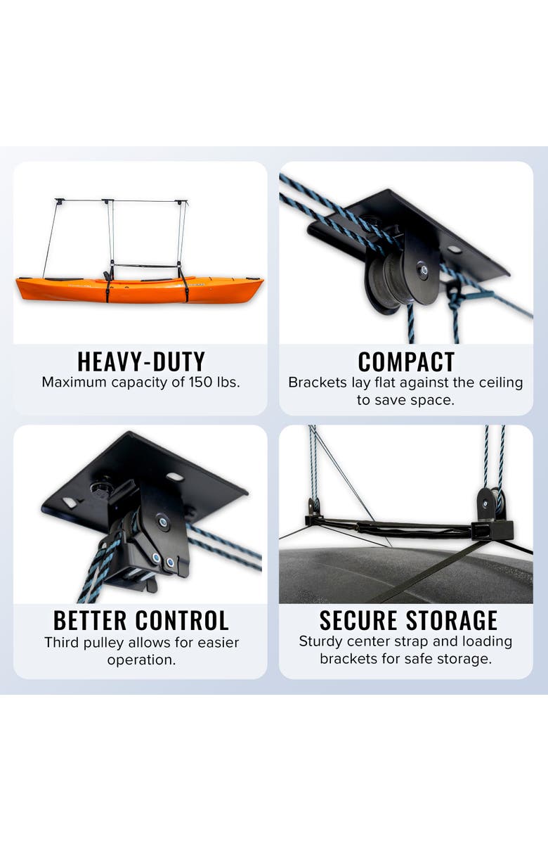 StoreYour EasyLift Cargo Box Hoist -Holds up to 150 lbs, Alternate, color, Black