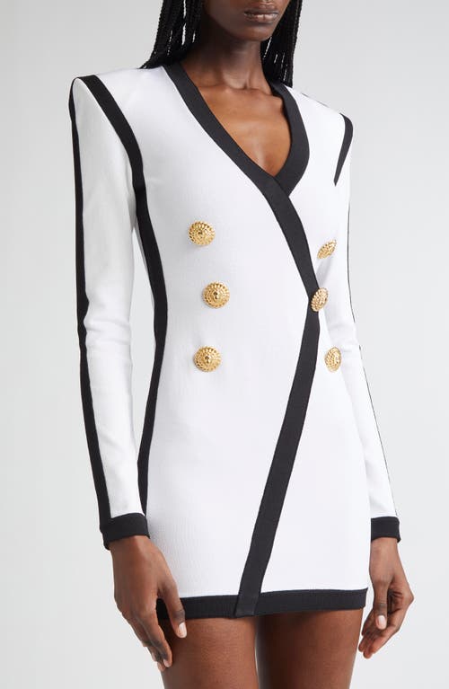 Balmain Contrast Trim Long Sleeve Body-con Dress