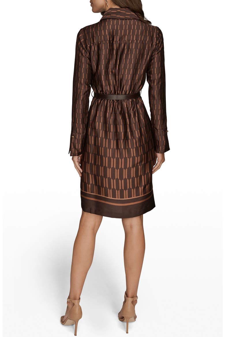 Geo Print Long Sleeve Satin Dress, Alternate, color, CHOCLATE PLUM