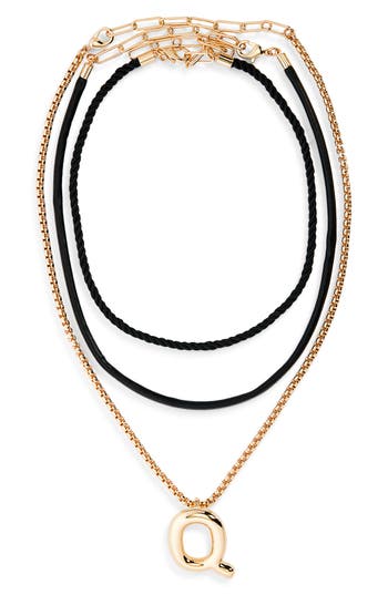 Open Edit Set Of 3 Interchangeable Initial Pendant Necklaces In Multi