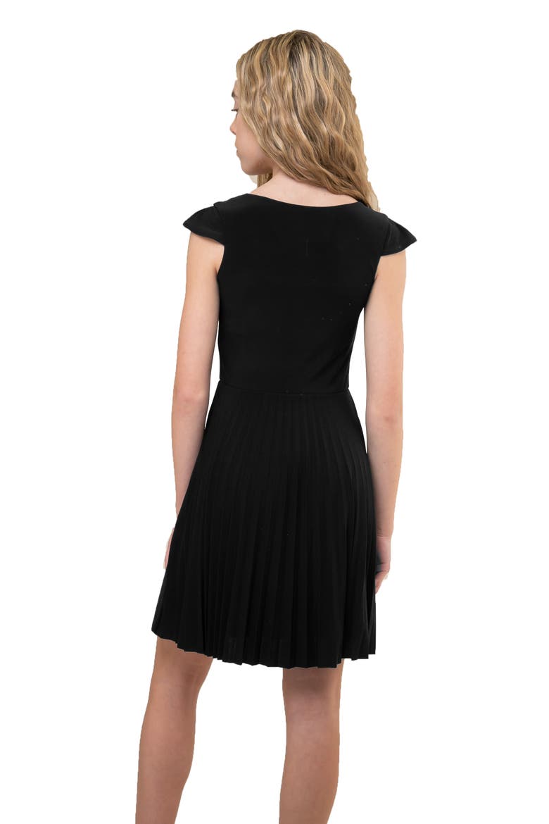 Cap Sleeve Pleated Dress, Alternate, color, Black