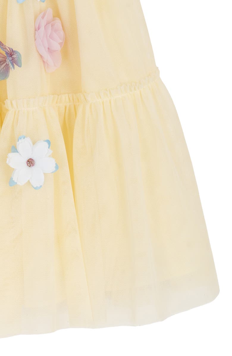 Rare Editions Kids' Solid Mesh 3D Flower Party Dress, Alternate, color, Yellow
