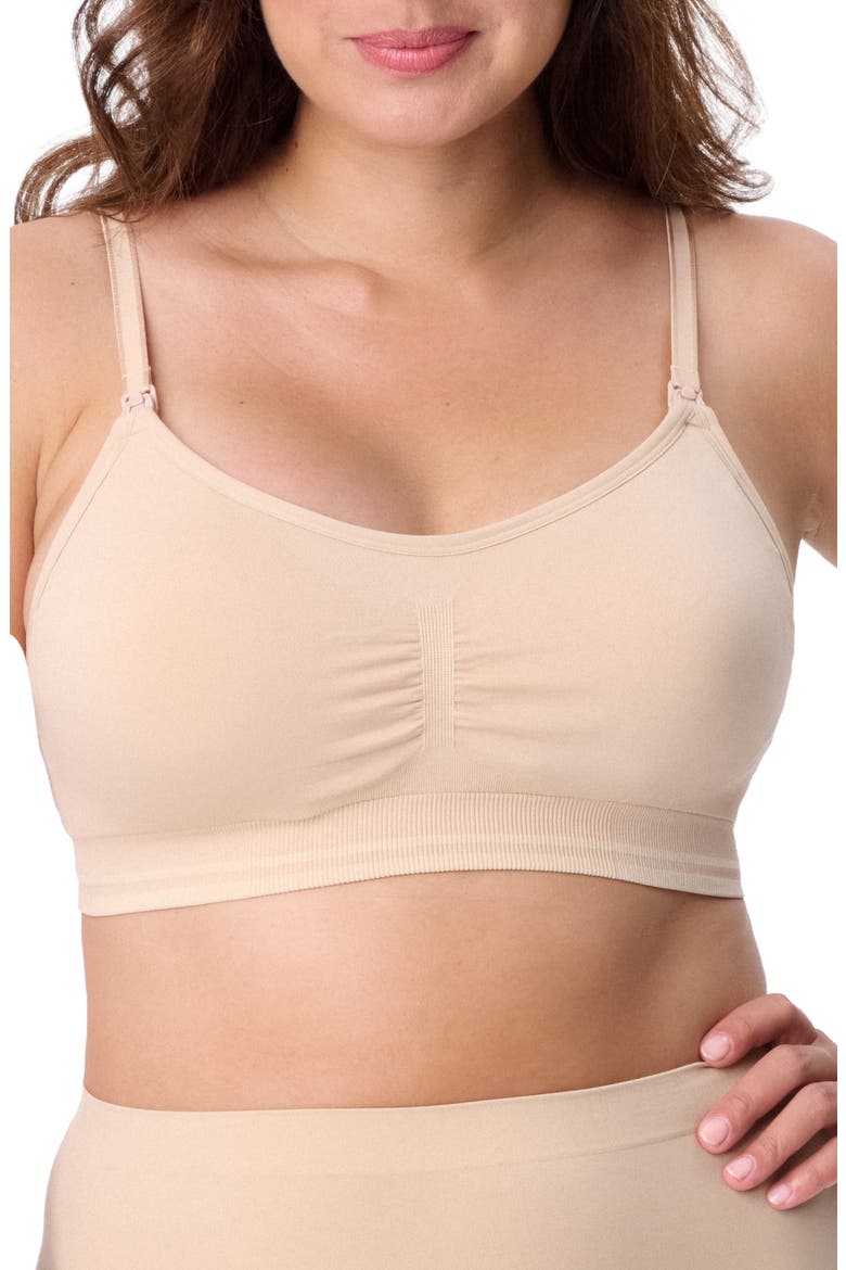 Motherhood Women's Maternity Seamless Nursing and Hands-Free Pumping Bra, Main, color, Essential Nude