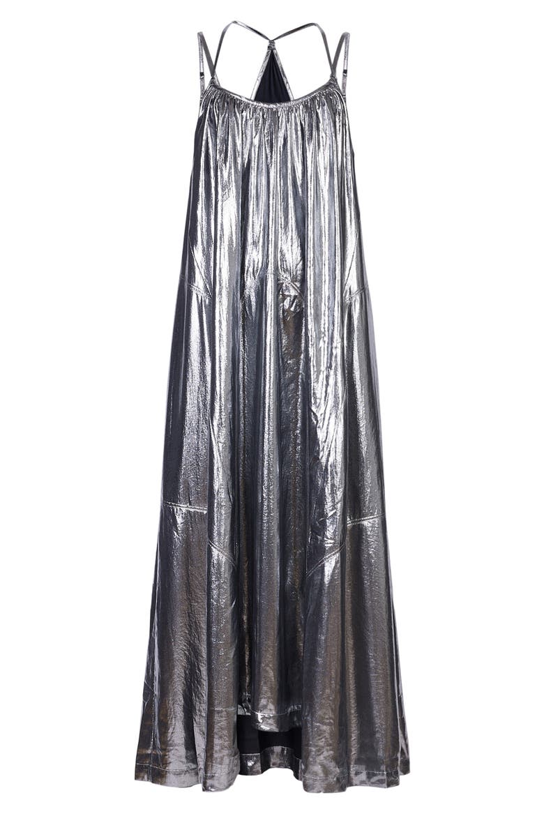 Areena Strappy Metallic Maxi Dress, Alternate, color, SILVER