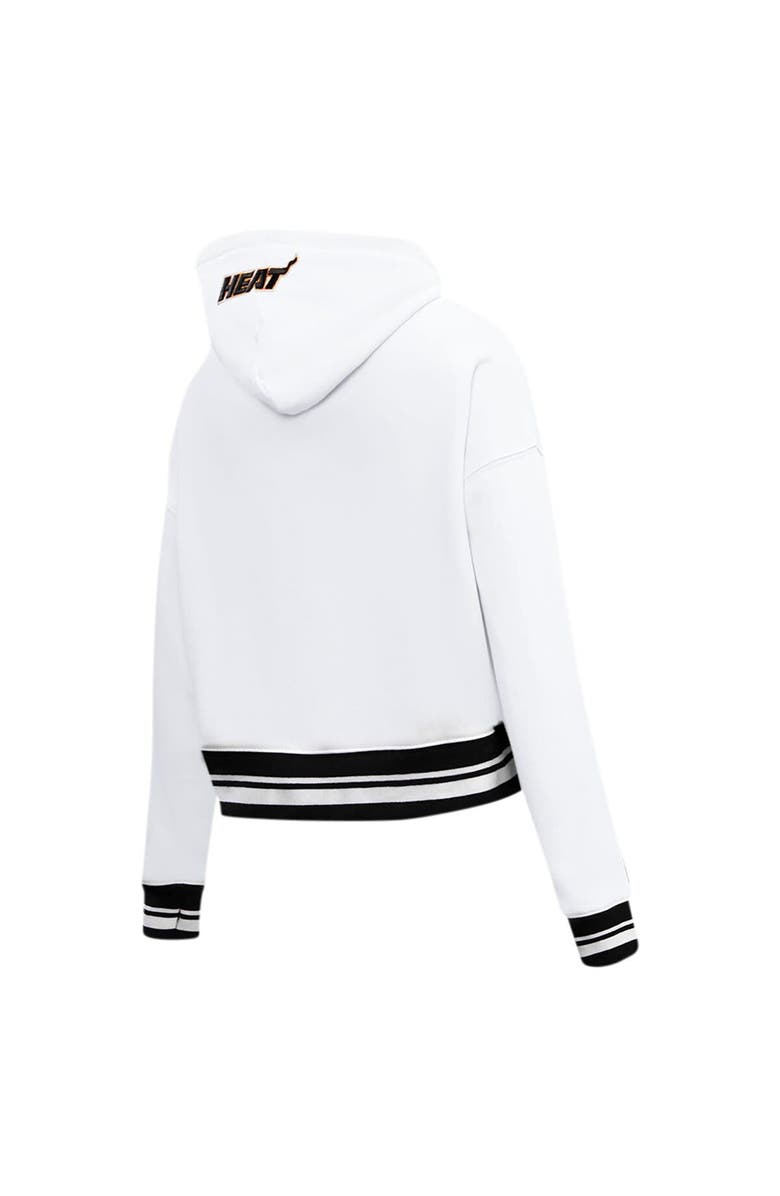 PRO STANDARD Women's Pro Standard White Miami Heat Script Tail Cropped Pullover Hoodie, Alternate, color, White