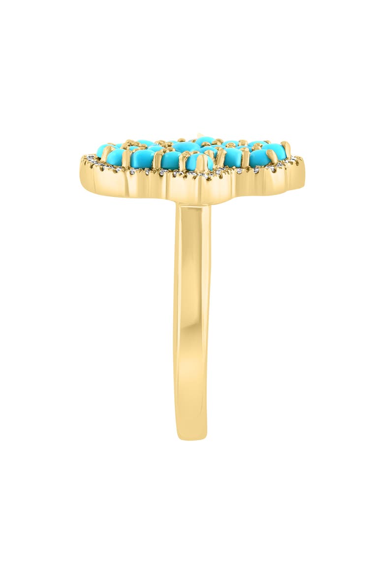 14K Yellow Gold Hamsa Hand Turquoise & Diamond Ring, Alternate, color, BLUE