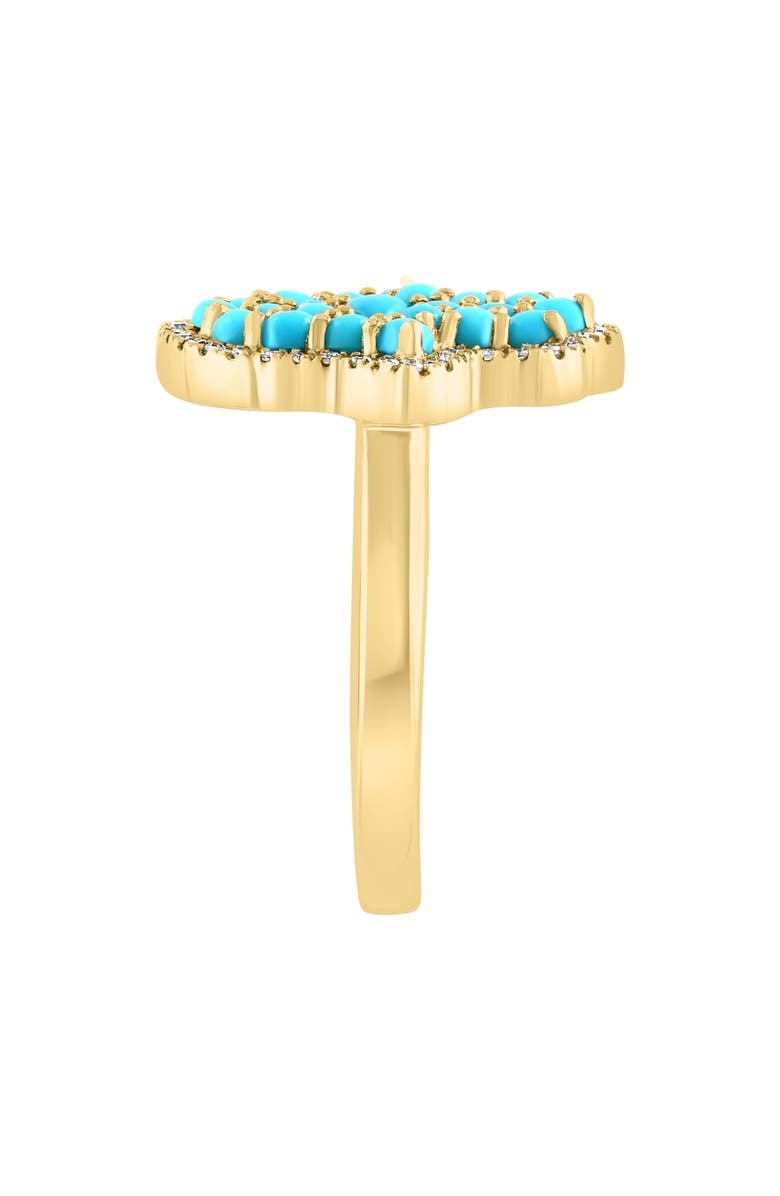 EFFY 14K Yellow Gold Hamsa Hand Turquoise & Diamond Ring, Alternate, color,