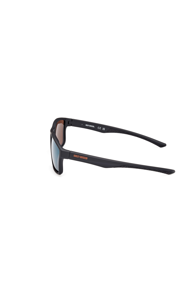 Vented Temple Rectangular Sport Sunglasses, Alternate, color, Matte Black / Bordeaux Mirror