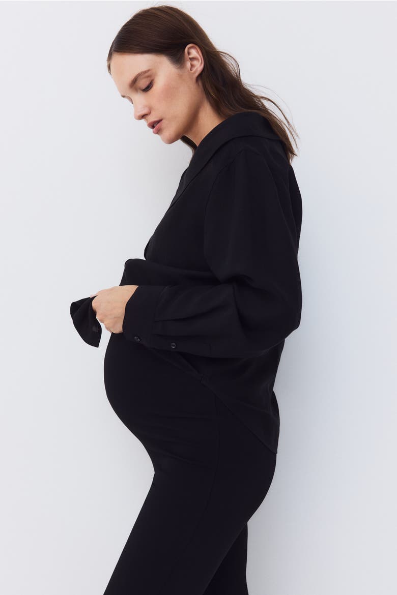 Mama Flared Ponte Leggings, Alternate, color, Black