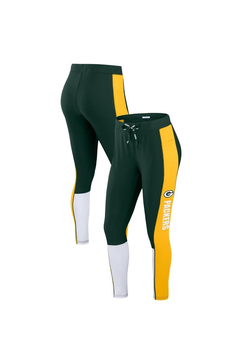 Women's WEAR by Erin Andrews Green/Yellow Green Bay Packers Color-Block Leggings, Alternate, color, Green