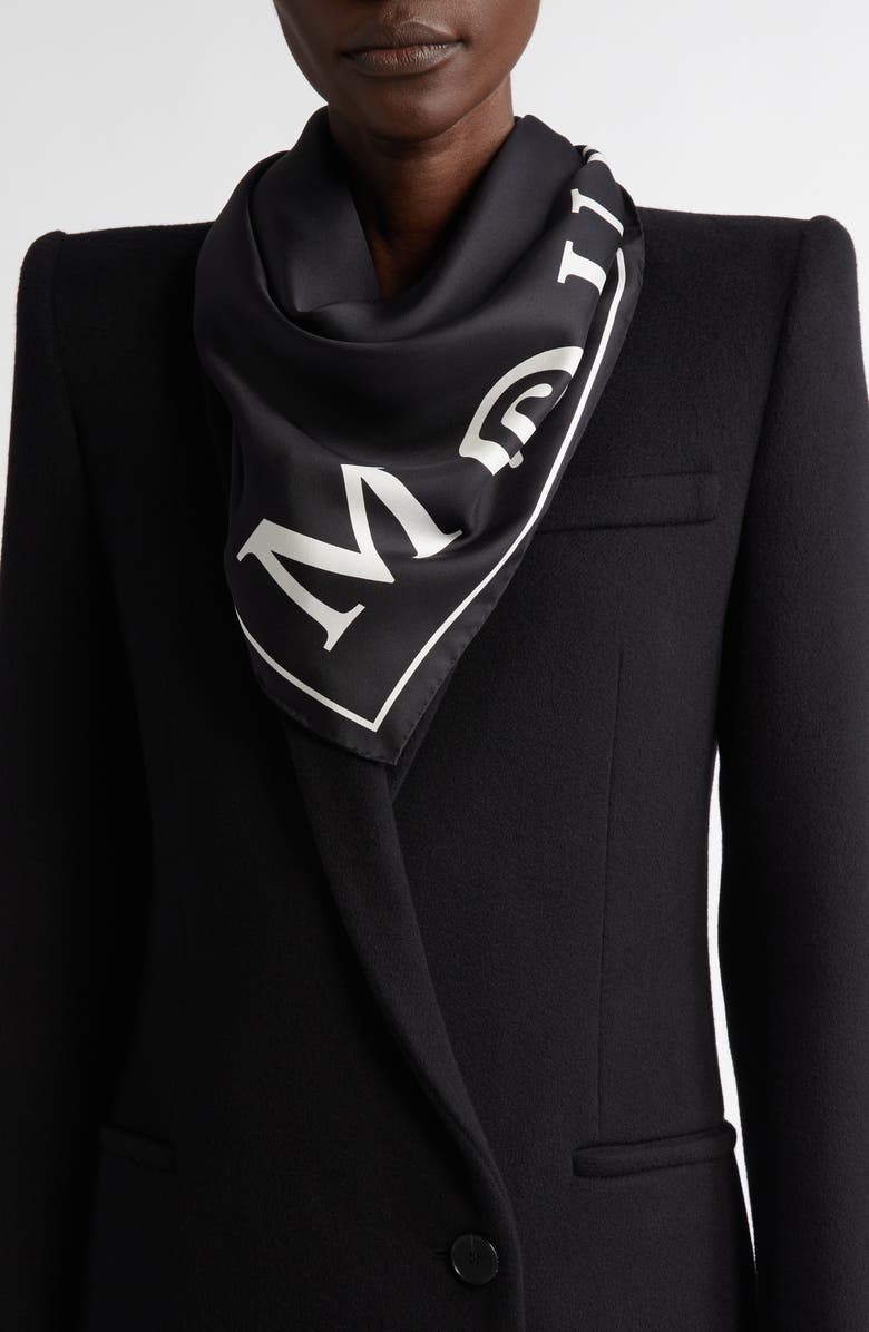 McQueen Logo Square Silk Scarf, Alternate, color,