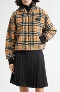 Burberry Fiona Check Fleece Crop Jacket
