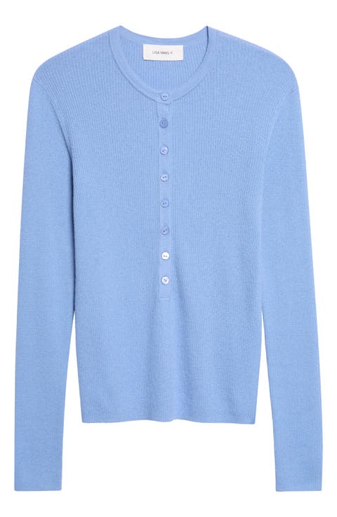 Airi Cotton & Cashmere Ribbed Henley