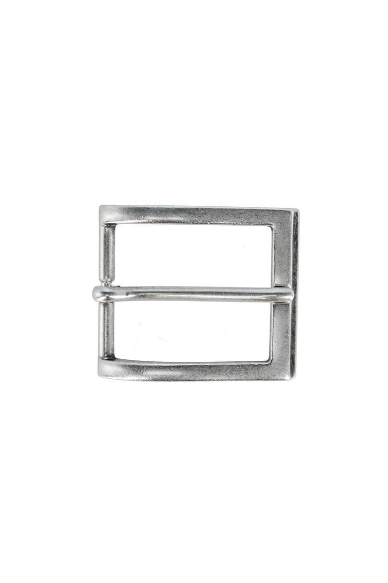 35mm Solid Brass Italian Classic Arched Rectangular Harness Belt Buckle, Main, color, English Silver