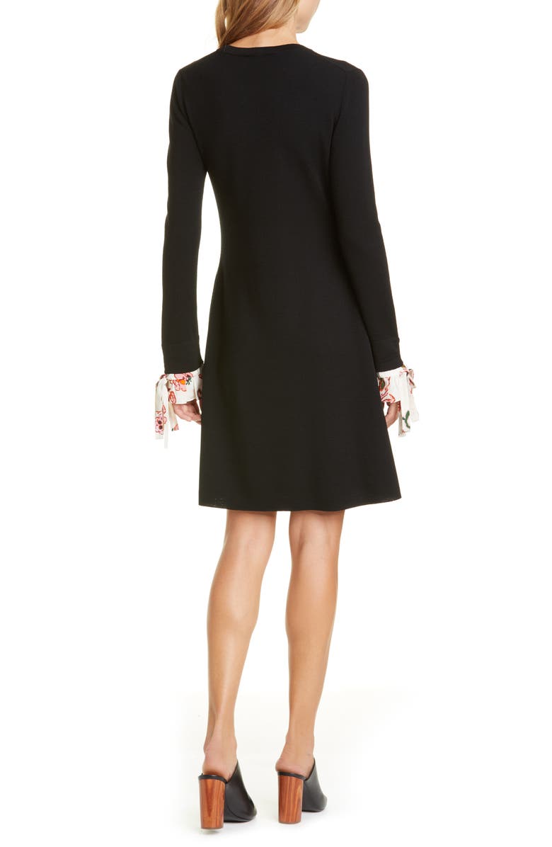 Tory Burch Woven Cuff Long Sleeve Sweater Dress, Alternate, color, 