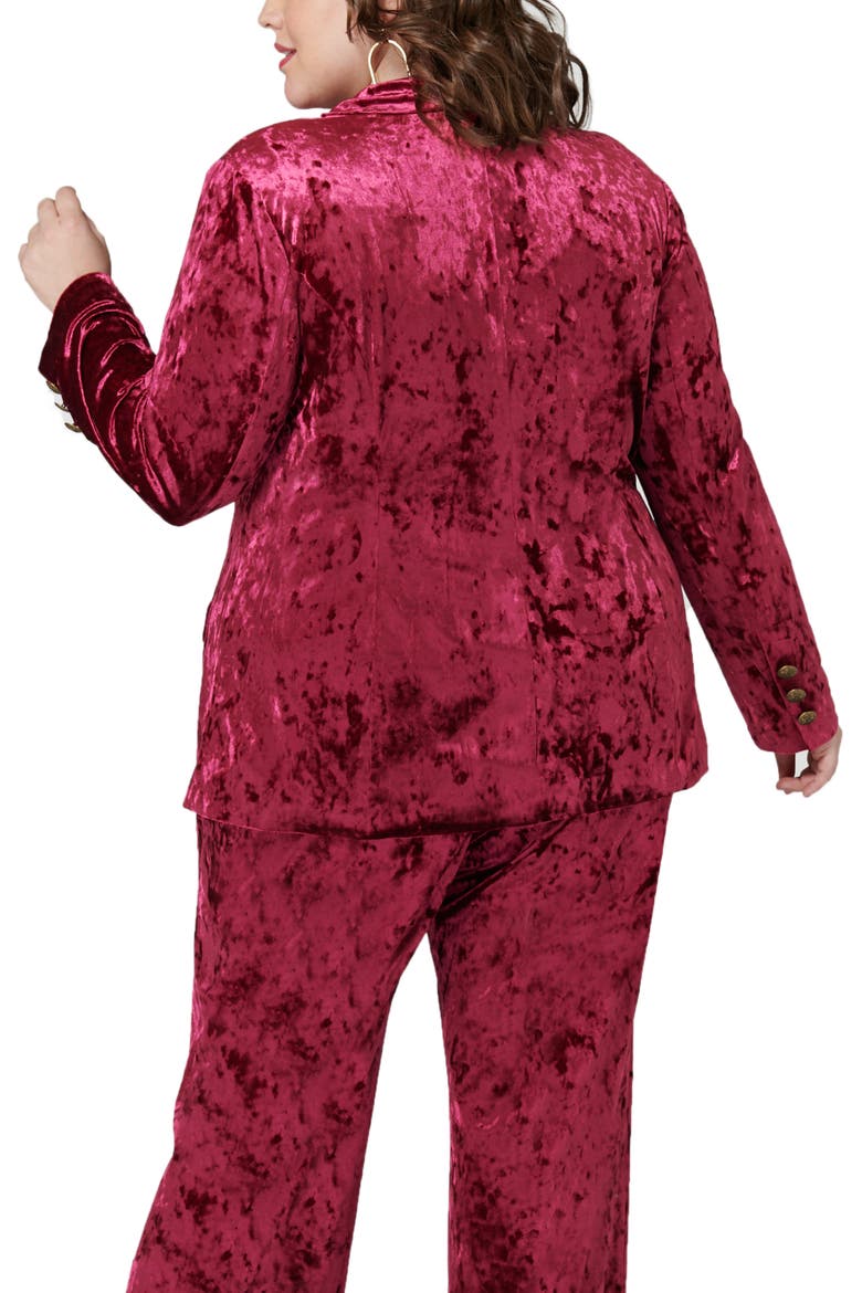 Crushed Velvet Double Breasted Jacket, Alternate, color, FUCHSIA