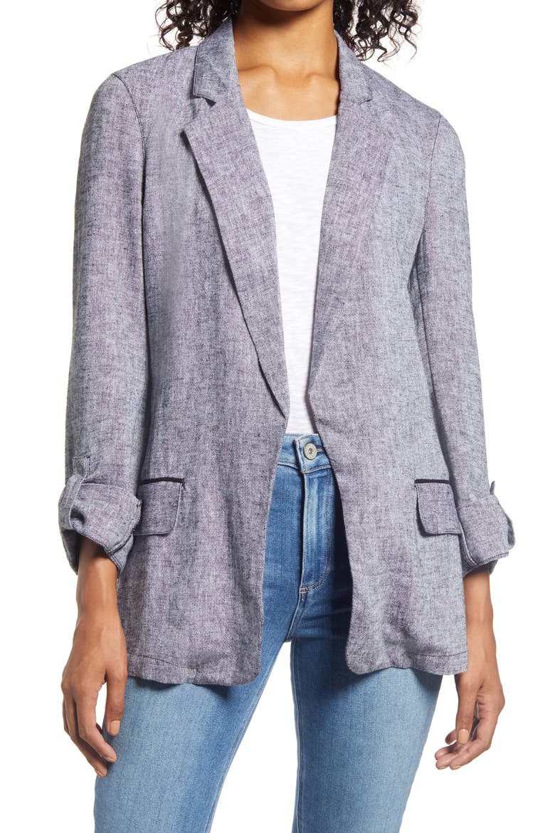 Boyfriend Blazer, Main, color, BLACK CROSSDYE