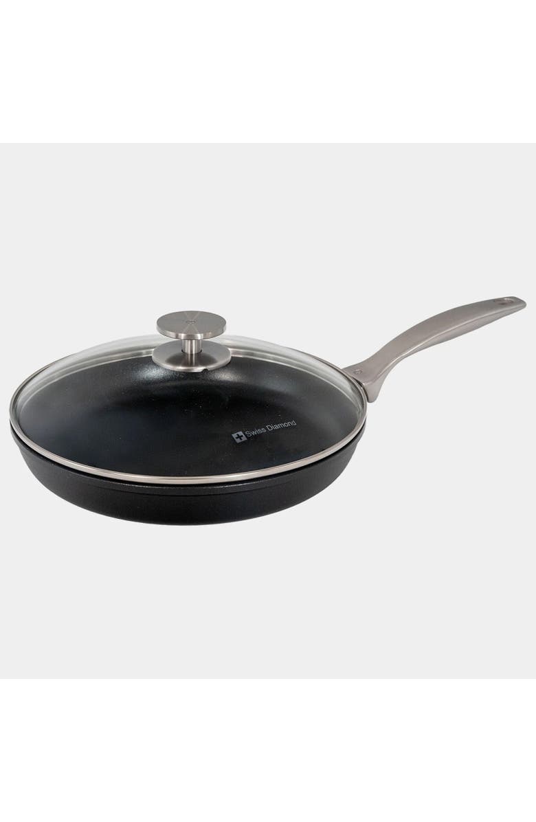 Swiss Diamond CHD Nonstick Fry Pan, 10.25-Inch with Lid, Main, color, Black