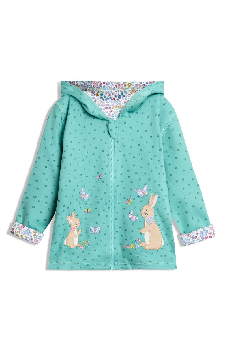 JOJO MAMAN BEBE Kids' Bunny & Butterfly Reversible Hoodie, Main, color, Duck Egg