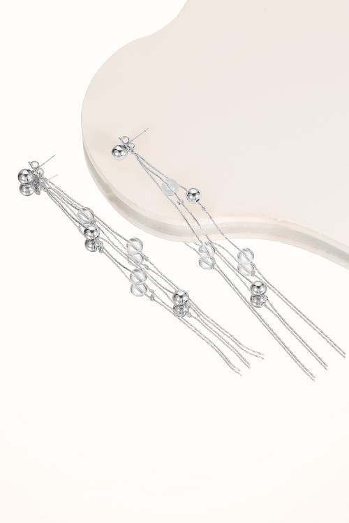 Classicharms Frostlily Mini Clear Crystal And Bead Drop Earrings In Metallic