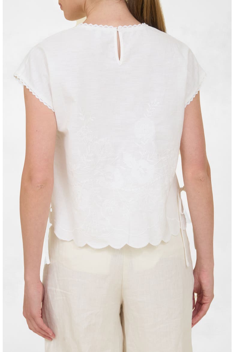 Embroidered Linen & Cotton Top, Alternate, color, OFF WHITE