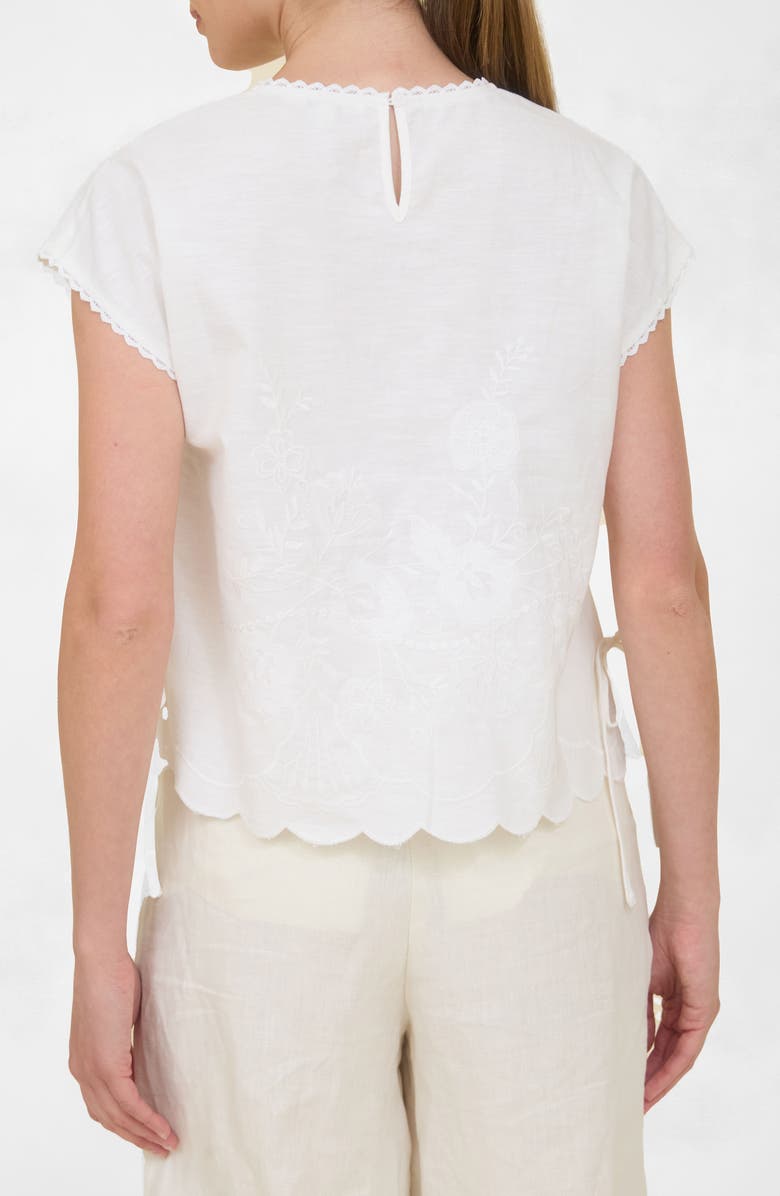 ZOE AND CLAIRE Embroidered Linen & Cotton Top, Alternate, color, Off White