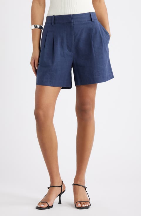 Everyday Pleated Linen Blend Shorts