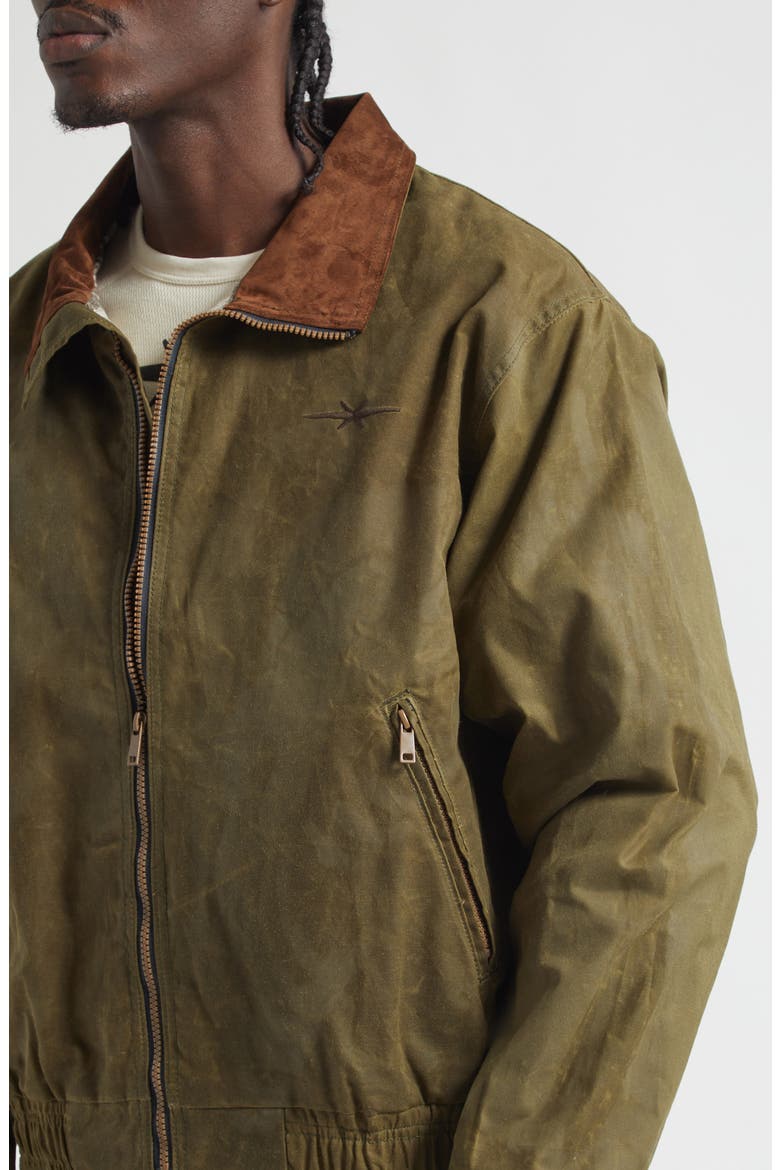Backwoods Waxed Cotton Bomber Jacket, Alternate, color, LODEN GREEN