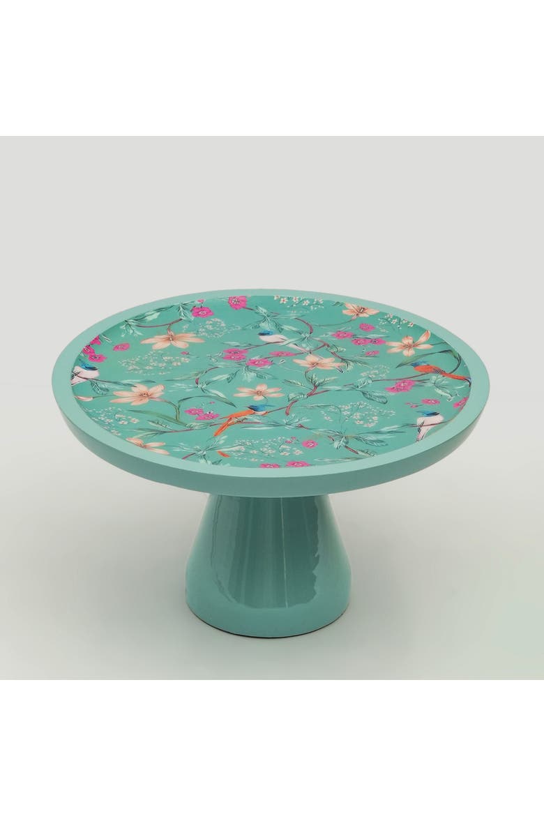 Aqua Flora Pedestal Cake Stand, Alternate, color, Aqua Flora