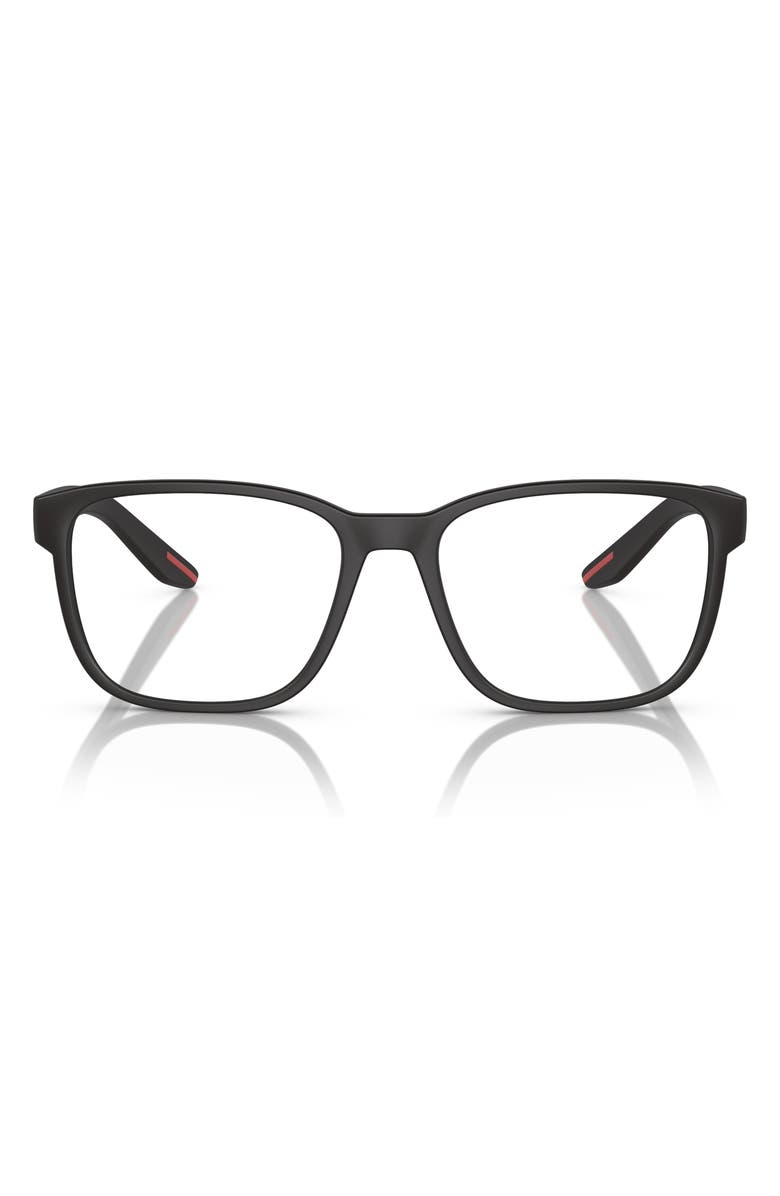 Prada Linea Rossa 57mm Pillow Optical Glasses, Main, color, Clear/Black