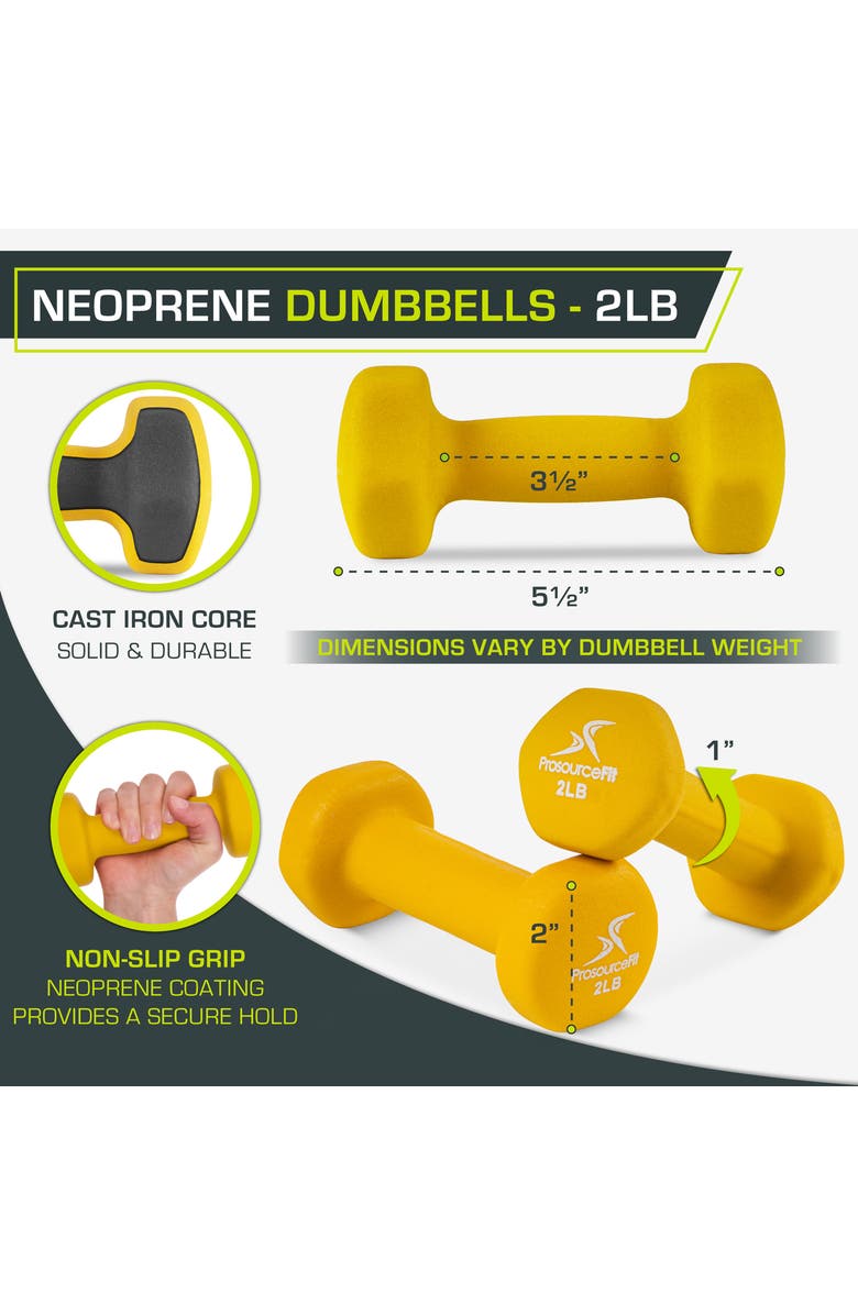 ProsourceFit Neoprene Dumbbells, Pair, Alternate, color, 2 Lb