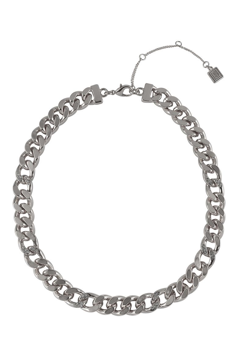 Curb Chain Necklace, Main, color, SILVER