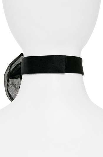 Satin & Organza Flower Choker Necklace