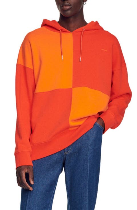 Square Colorblock Cotton Hoodie