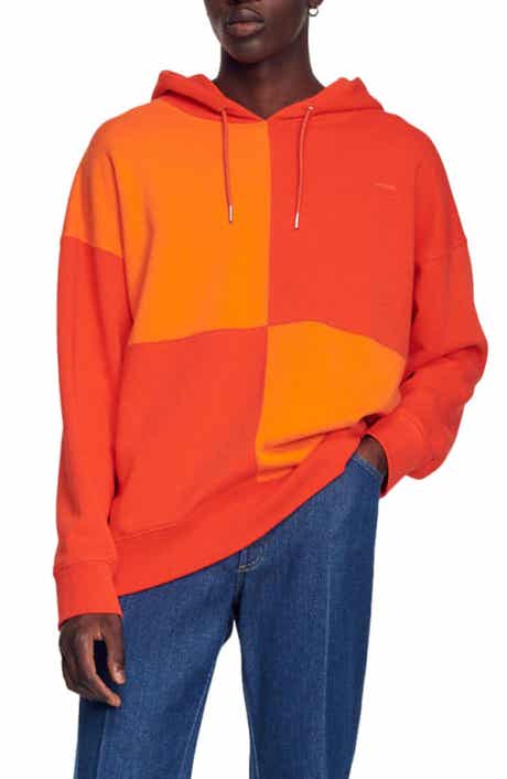 SANDRO Square Colorblock Cotton Hoodie