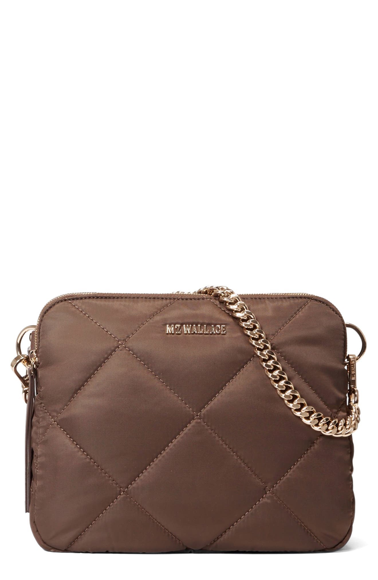 MZ Wallace Madison Quilted Nylon Crossbody Bag in Walnut 