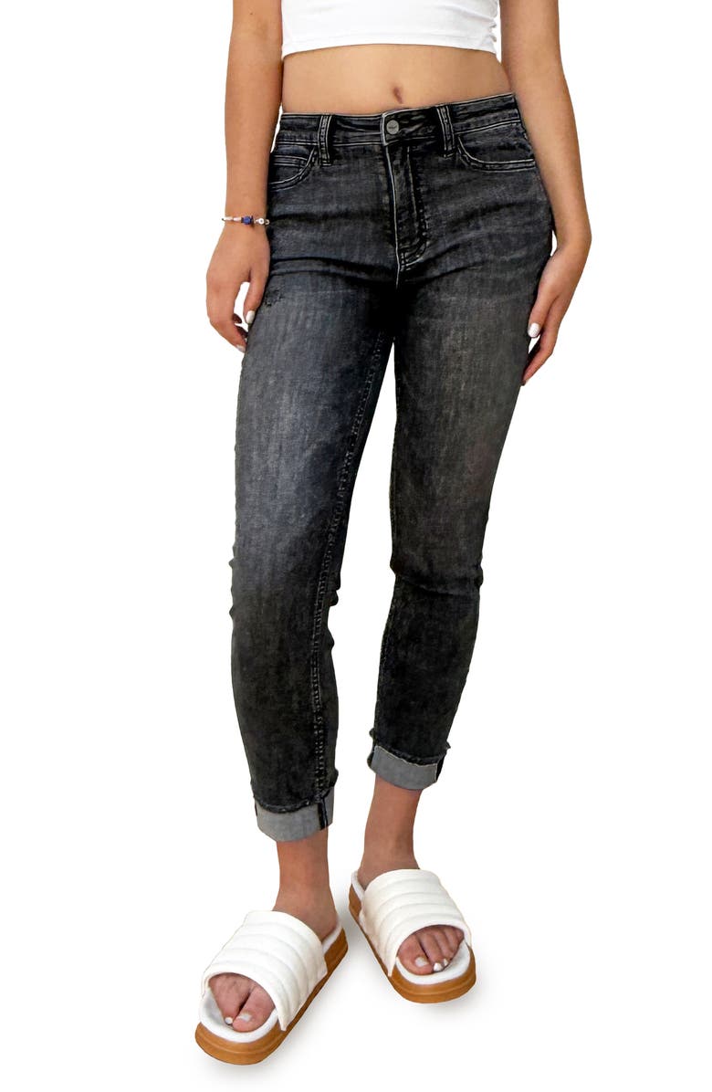 HINT OF BLU Cuffed Crop Skinny Jeans, Main, color, Dark Cement