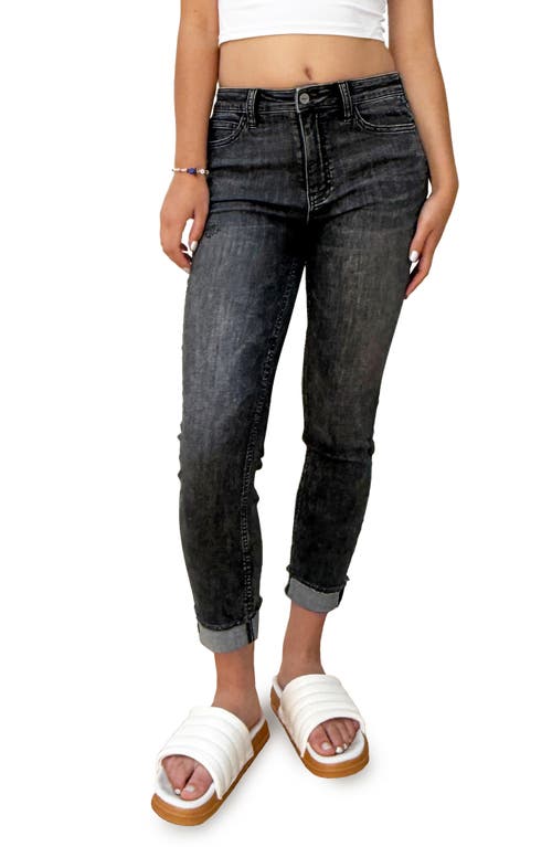 Hint Of Blu Cuffed Crop Skinny Jeans In Gray