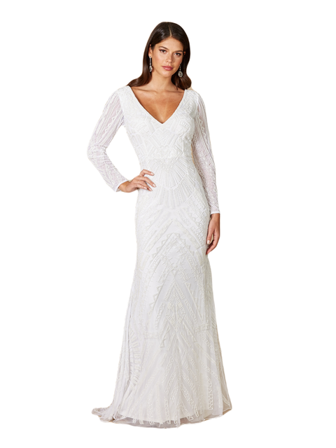 Gretchen V-Neck Long Sleeve Wedding Dress