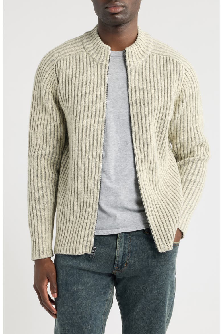 Two-Tone Zip Front Sweater, Main, color, OATMEAL